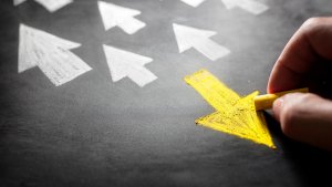 Arrows directing which way to go, Change Management Consulting visual